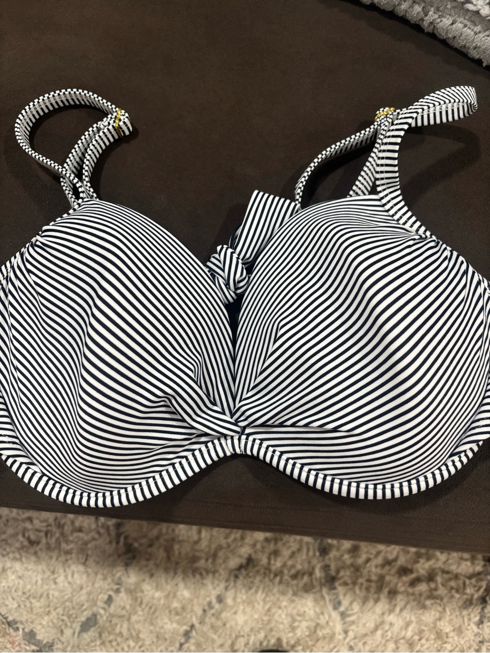 Xhilaration Black & White Striped Underwire Bikini Top